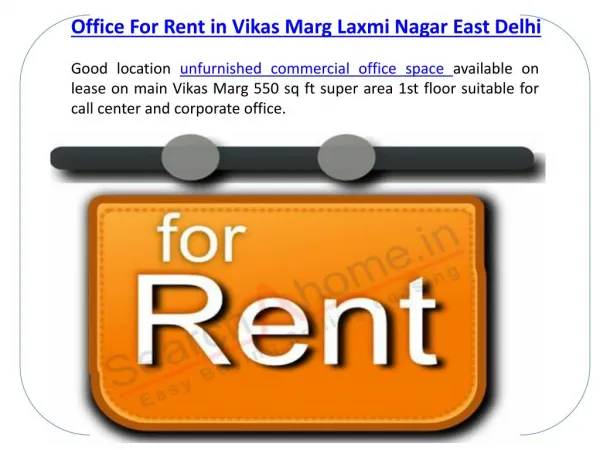 Commercial Office For Rent in Laxmi Nagar