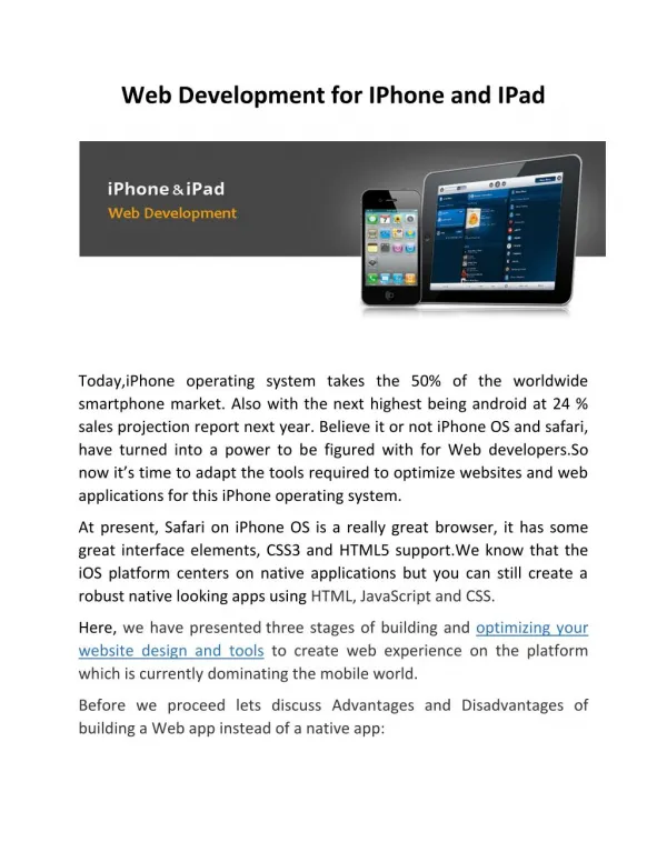 Web Development for IPhone and IPad