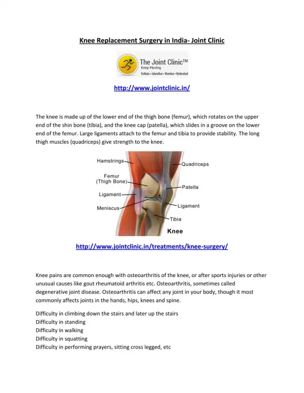 Knee Replacement Surgery in India- Joint Clinic