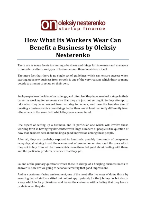 What Its Workers Wear Can Benefit A Business by Oleksiy Nesterenko