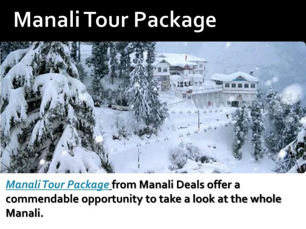 Manali tour package - ManaliDeals