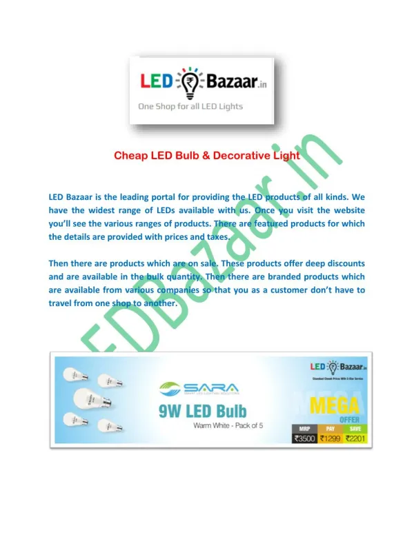 Cheap LED Bulb & Decorative Light