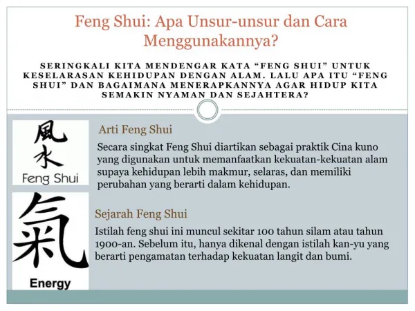feng shui apa unsur unsur dan cara menggunakannya