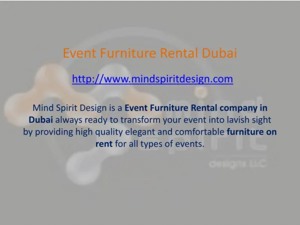 Event Furniture Rental Dubai - Mind Spirit Design