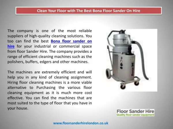 Clean Your Floor with The Best Bona Floor Sander On Hire
