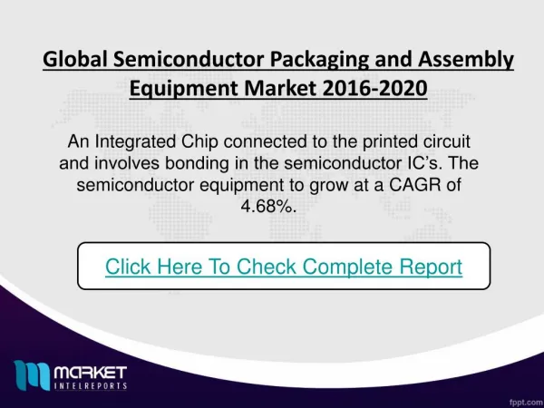 Revenue Analysis for Global semiconductor packaging and assembly equipment market upto 2020