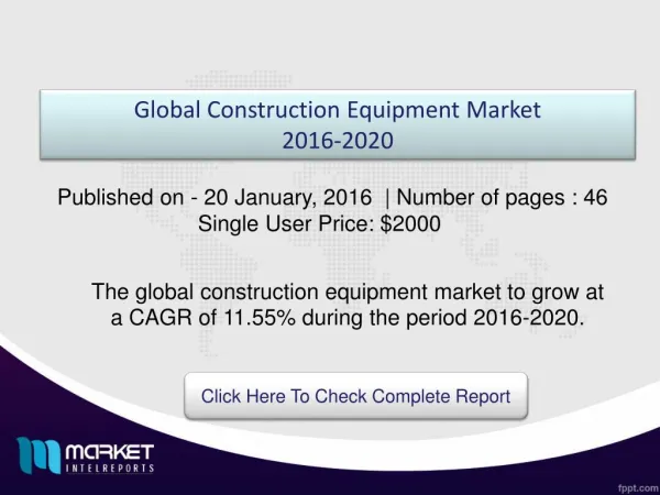 Key Factors based on Global Construction Equipment Market Analysis 2020