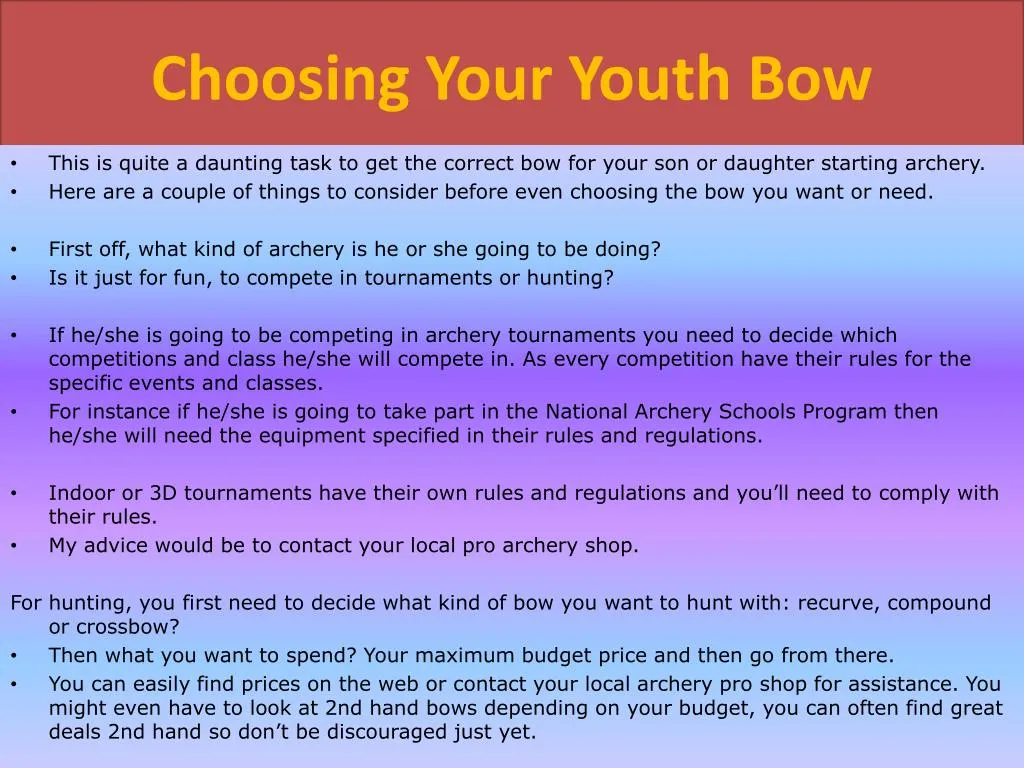 choosing your youth bow