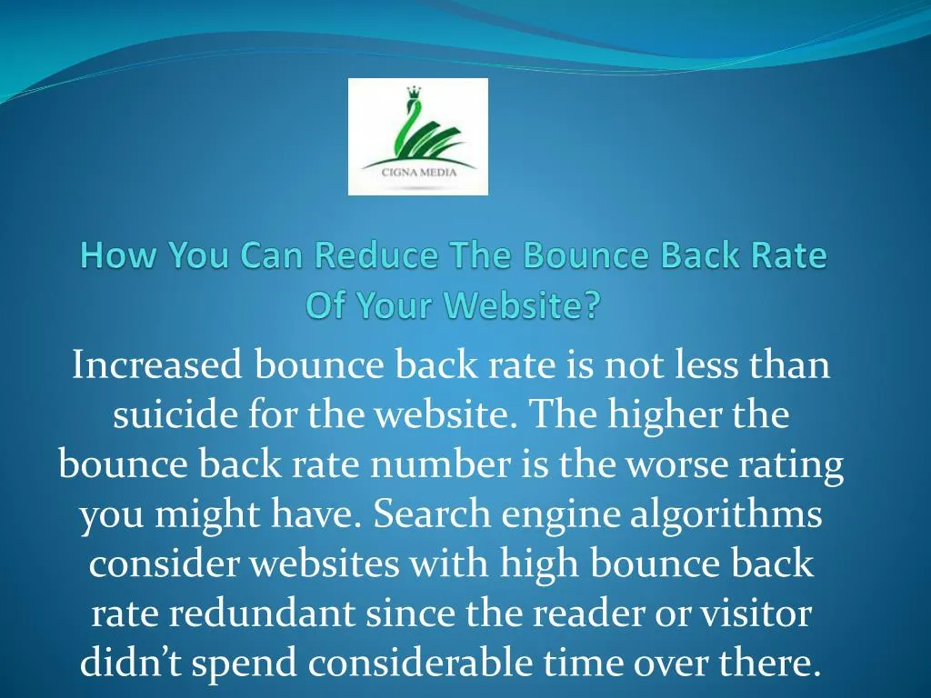 how you can reduce the bounce back rate of your website