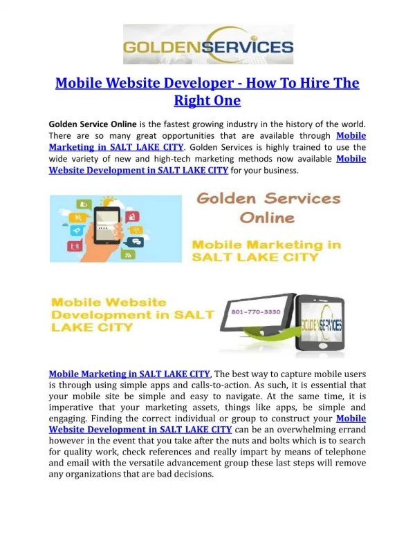 Mobile Website Developer - How To Hire The Right One