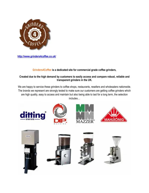 Grinders4Coffee is a dedicated site for commercial grade coffee grinders