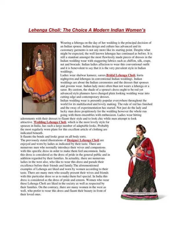 Lehenga Choli: The Choice A Modern Indian Women’s