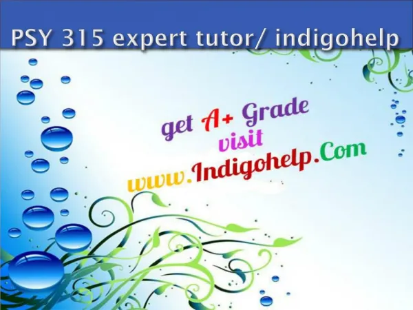 PSY 315 expert tutor/ indigohelp
