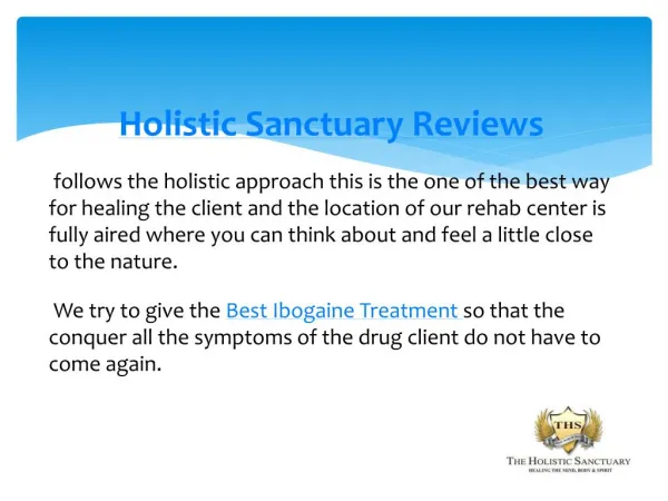 Holistic Sanctuary Reviews, Holistic drug rehab