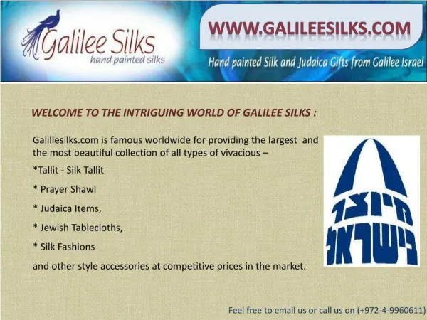 Silk tallit and jewlery at galileesilks.com