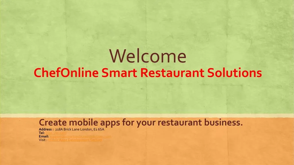 welcome chefonline smart restaurant solutions