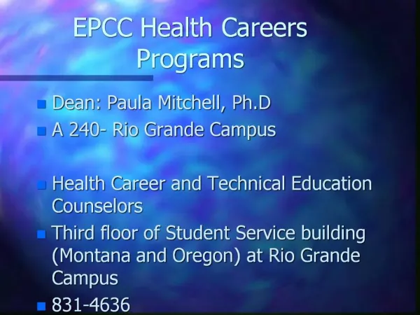 EPCC Health Careers Programs