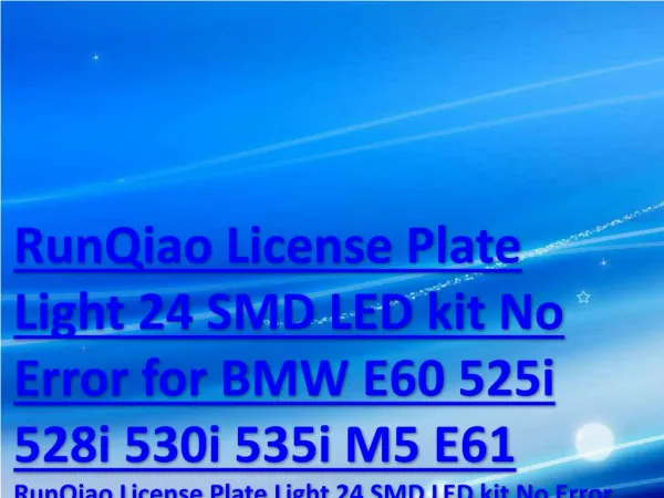 RunQiao License Plate Light 24 SMD LED kit No Error for BMW E60 525i 528i 530i 535i M5 E61