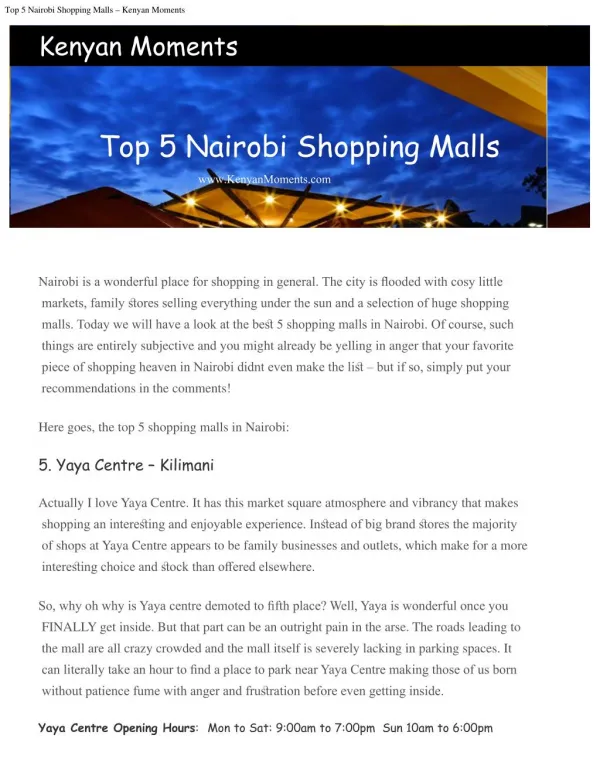 Shopping in Nairobi