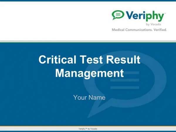 Critical Test Result Management