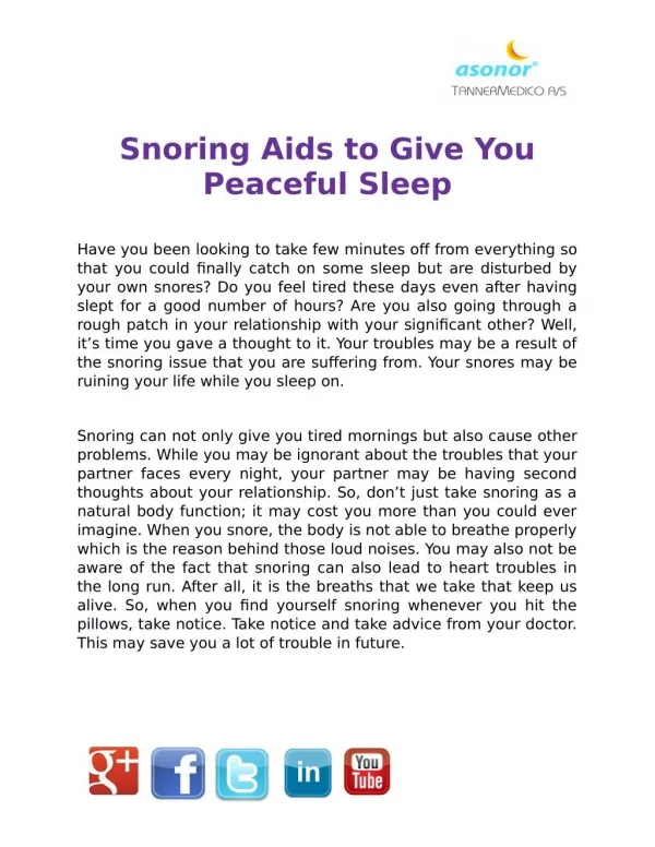 Snoring Aids to Give You Peaceful Sleep