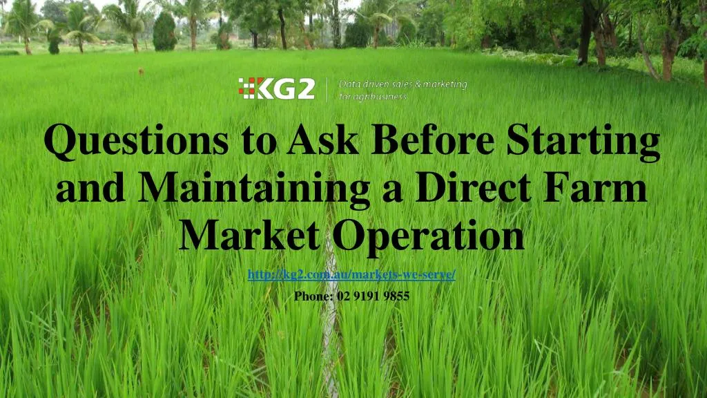 questions to ask before starting and maintaining a direct farm market operation