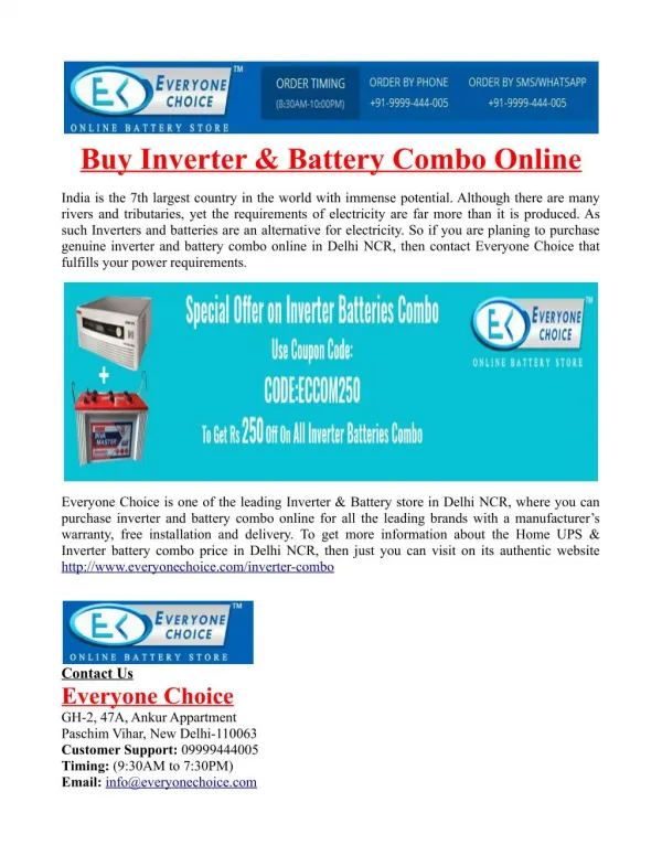 Buy Inverter and Battery Combo Online