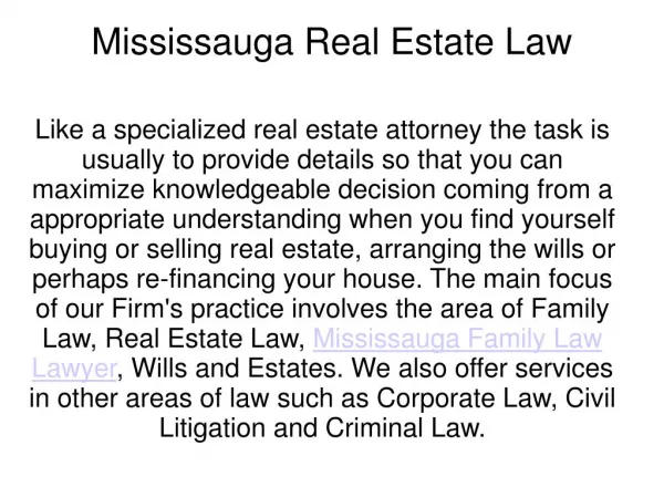 Mississauga Real Estate Lawyer