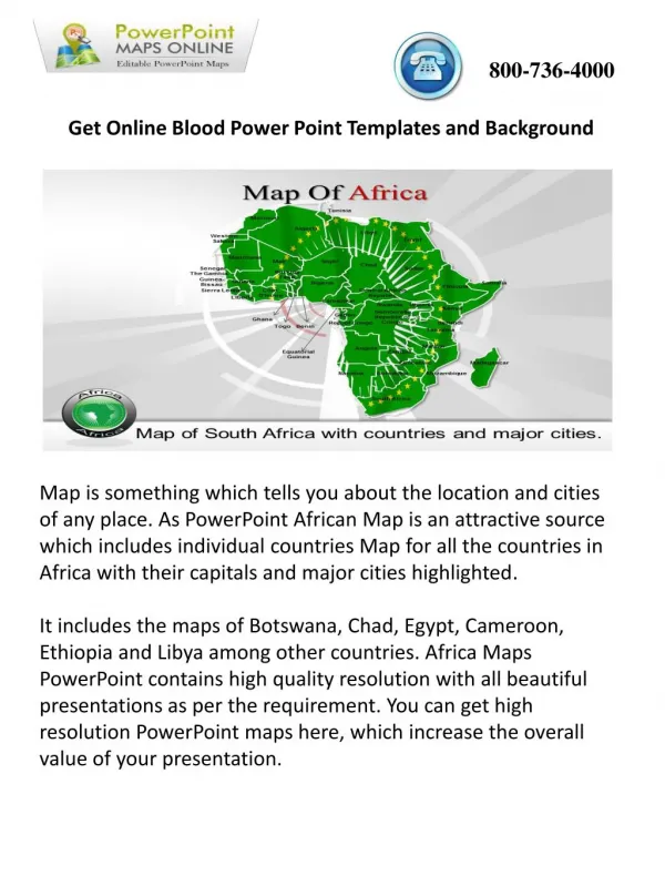 Online Editable Africa Maps PowerPoint Presentations