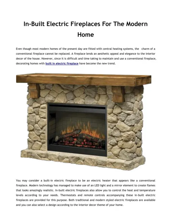 Built in electric fireplace