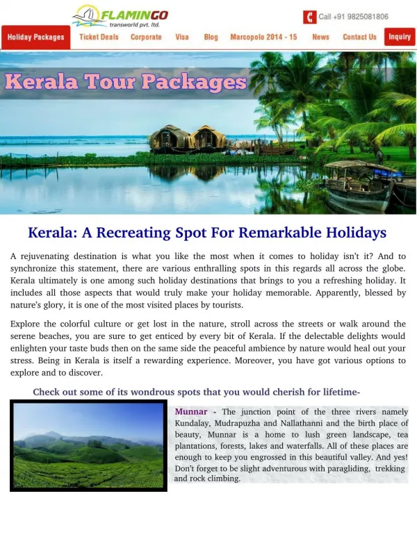 Kerala: A Recreating Spot For Remarkable Holidays