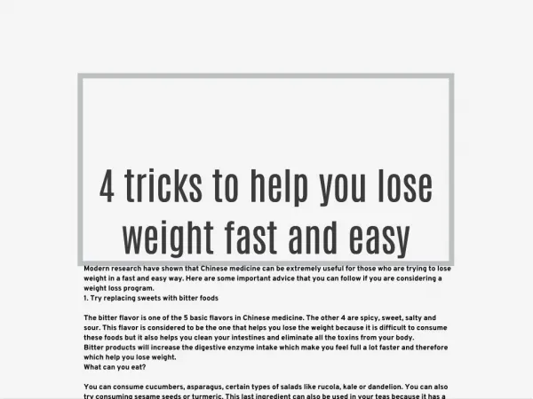 4 tricks to help you lose weight fast and easy