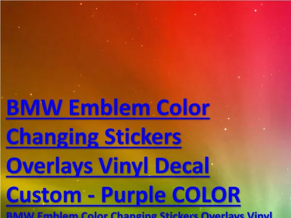 BMW Emblem Color Changing Stickers Overlays Vinyl Decal Custom - Purple COLOR