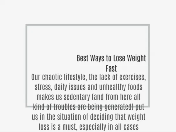 Best Ways to Lose Weight Fast