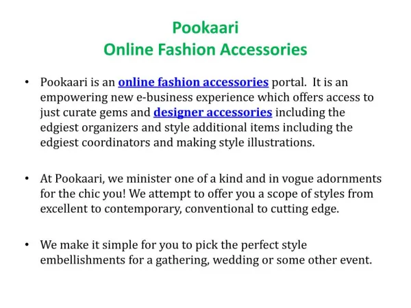 Fashion Accessories - Pookaari