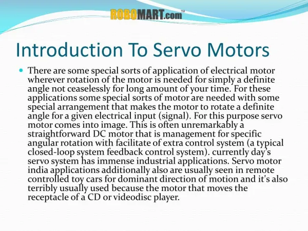 Servo Motor India - Robomart