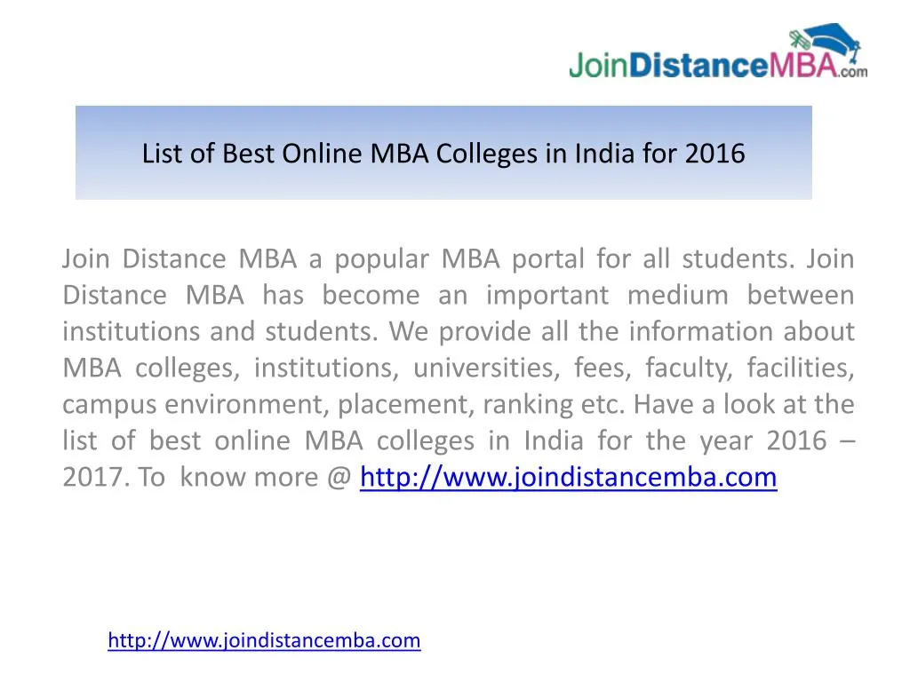 list of best online mba colleges in india for 2016