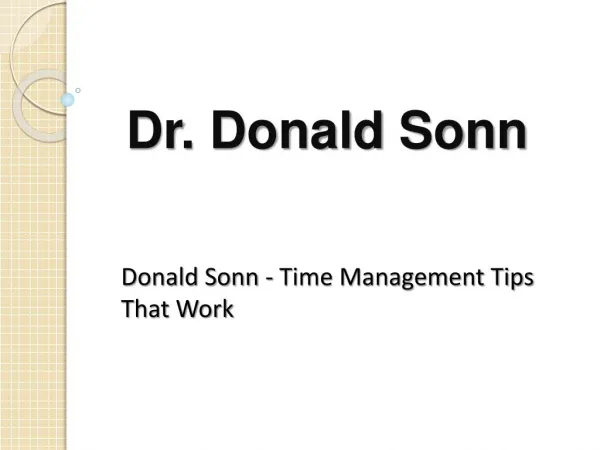 Dr. Donald Sonn - Professional Businessman