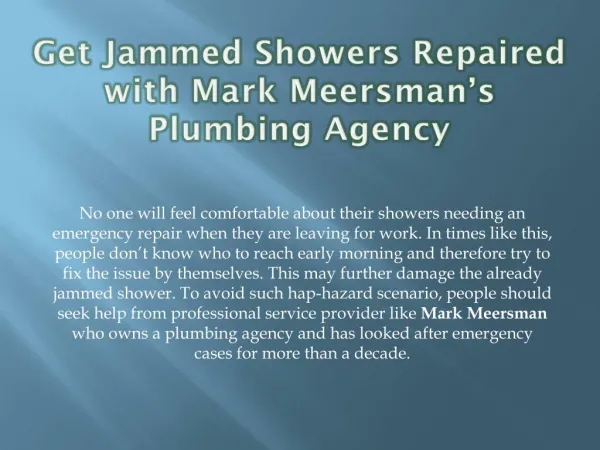 Replace Your Leaky Tubes from Mark Meersman’s Plumbing Agency
