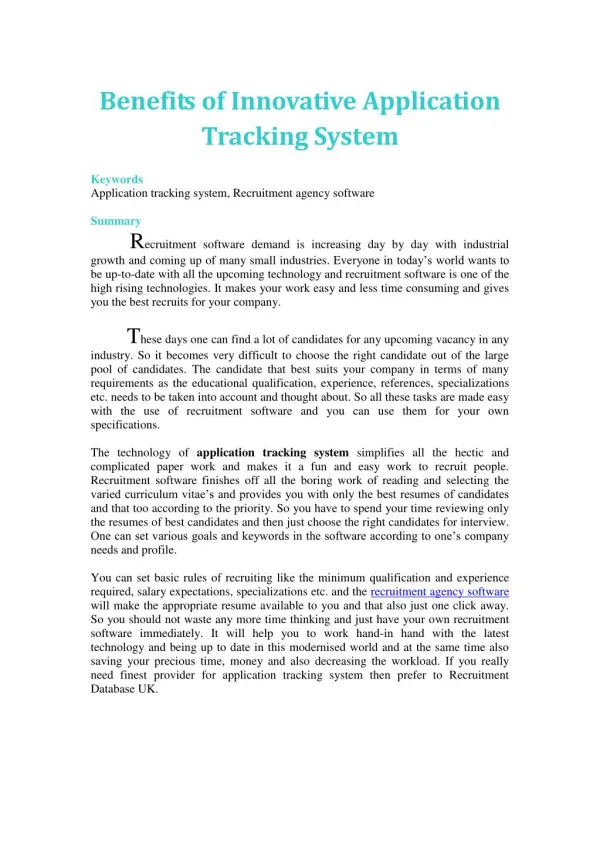 Benefits of Innovative Application Tracking System