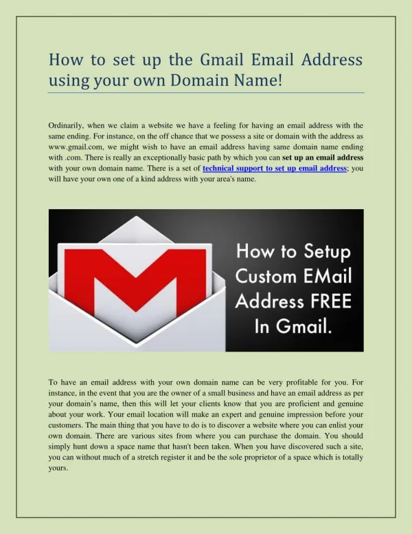 How to set up the Gmail Email Address using your own Domain Name