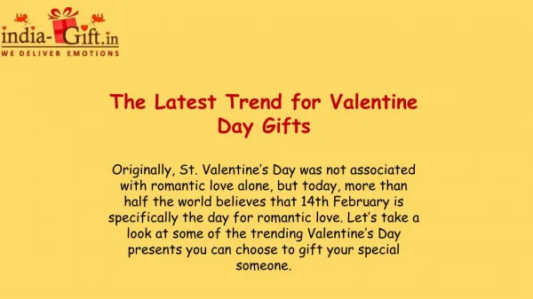 The Latest Trend for Valentine Day Gifts