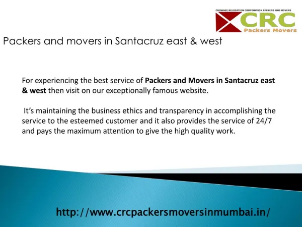 Packers And Movers In Santacruz East & West