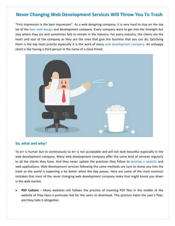 Never Changing Web Development Services Will Throw You To Trash