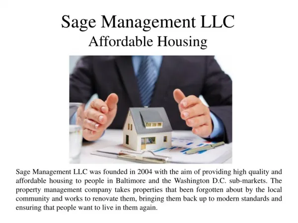 Sage Management LLC Affordable Housing
