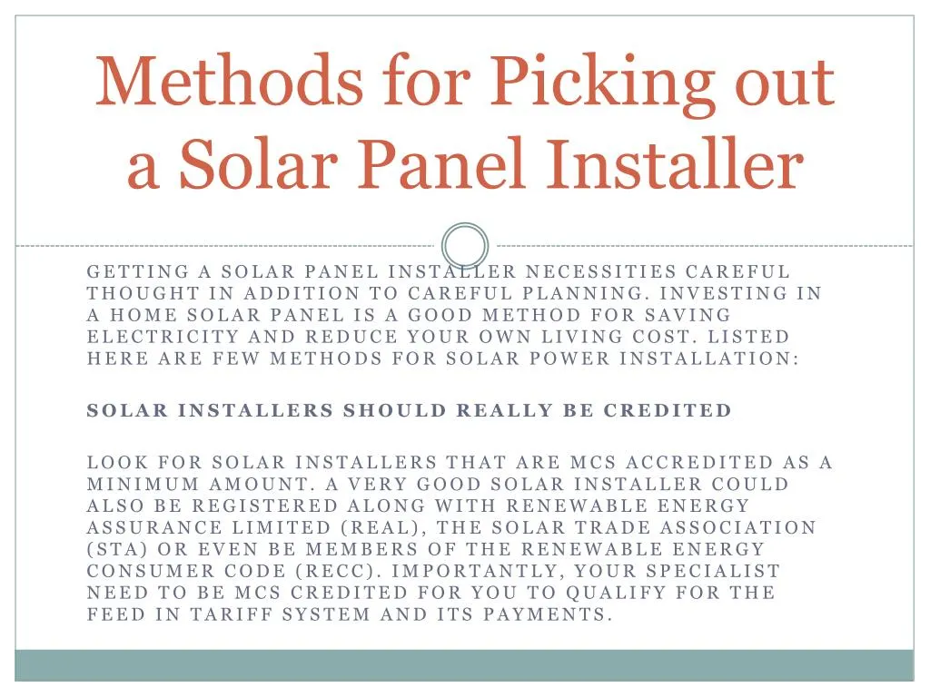 methods for picking out a solar panel installer