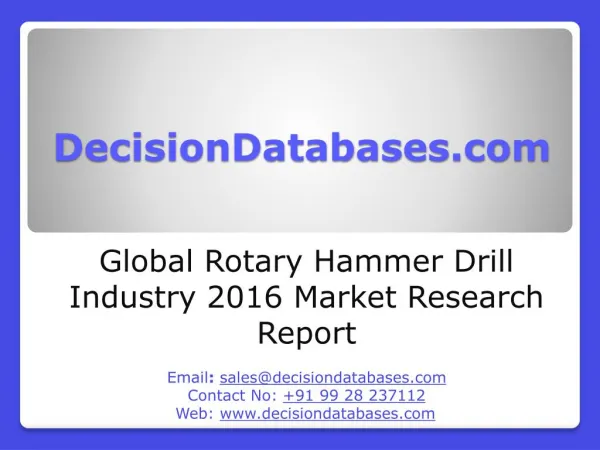 Global Rotary Hammer Drill Industry Sales and Revenue Forecast 2016