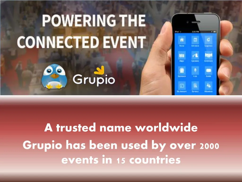 a trusted name worldwide grupio has been used by over 2000 events in 15 countries