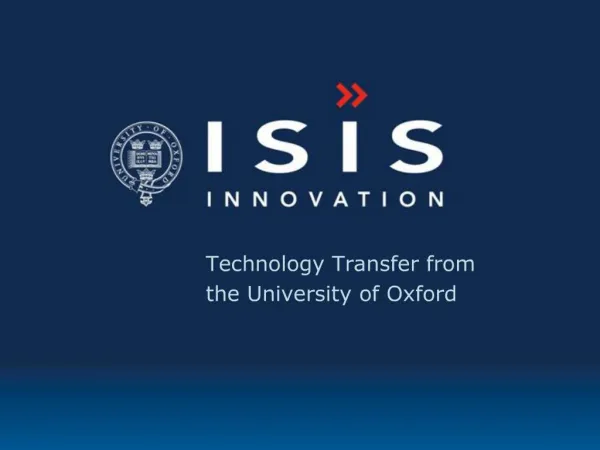 Technology Transfer from the University of Oxford