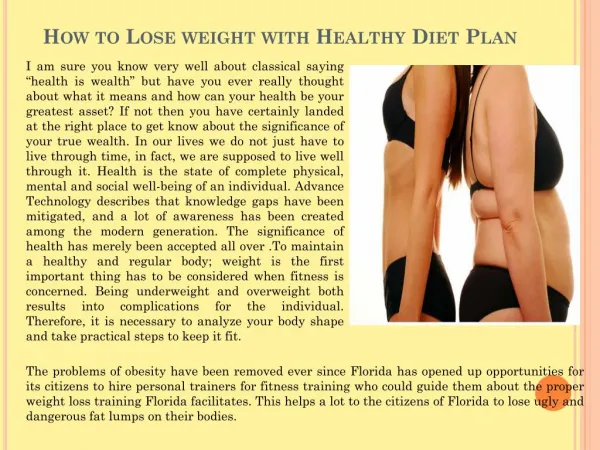 How to Lose weight with Healthy Diet Plan